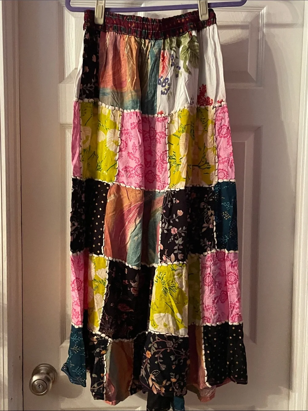 Ashley Taylor Multicolor Patchwork Maxi Skirt - Pink, Yellow, Black, Blue - Picture 3 of 4